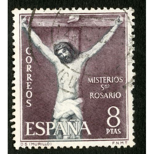 Timbre Oblitéré Espana, Correos, Misterios Smo Rosario, 8 Ptas