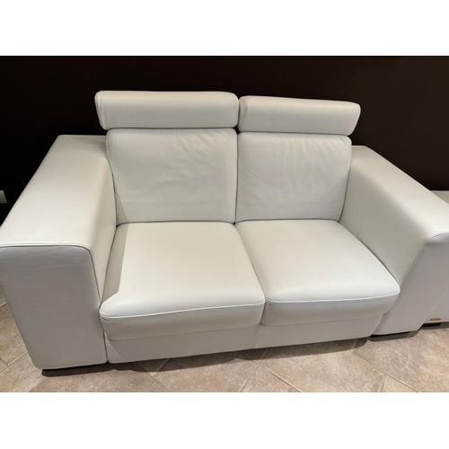 Canapé 2 Places En Cuir Blanc Pleine Fleur - État Neuf - Prix Casse (+2000 Neuf)