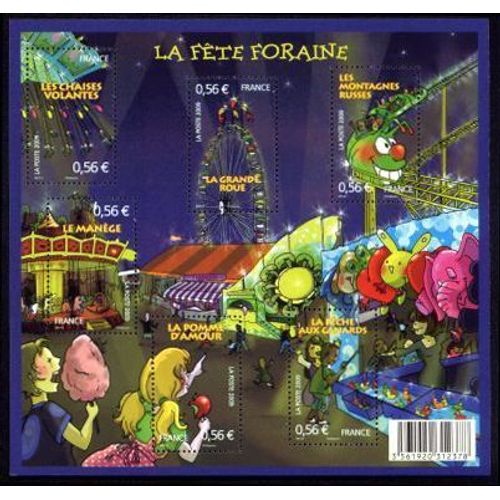 France 2009, Très Beau Bloc Feuillet Neuf** Luxe Yvert 4378 - La Fête Foraine, Comportant Les Timbres 4378 4379 4380 4381 4382 4383.