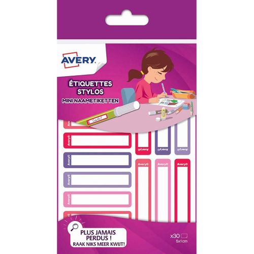 Avery Lot De 10 Resmi30fs - 30 Étiquettes Stylos (Camaïeu Rose) 50x10mm