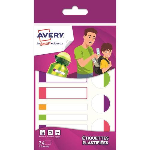 Avery Lot De 10 Sachets De 24 Étiquettes Plastifiées Fluo