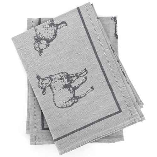 Lot De 2 Torchons De Cuisine 50x70 Cm 100% Coton Friends Motif Moutons Gris