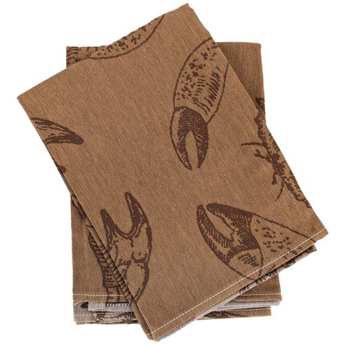 Lot De 2 Torchons De Cuisine 50x70 Cm 100% Coton Atlantic Motif Crabe Beige