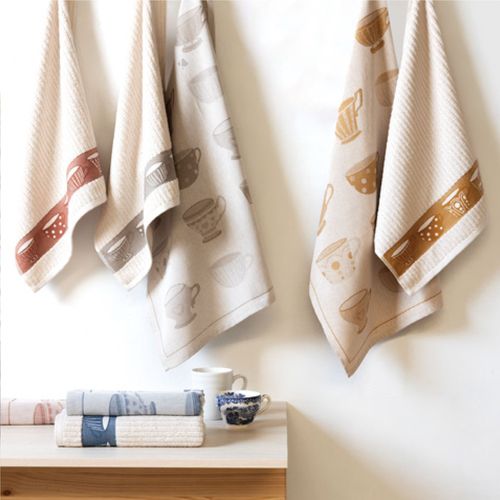 Lot De 2 Torchons De Cuisine Pur Coton 50x70 Cm Delicara Jaune