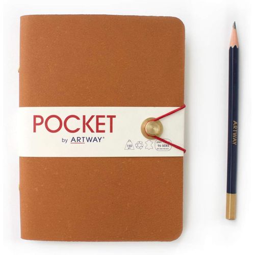 Journal De Voyage/Carnet De Dessin Indigo - En Cuir Souple/Avec Crayon - Marron - A6 2302936
