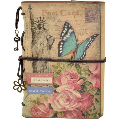 Rétro Vintage Cuir Journal Agenda, Carnet De Notes Rechargeable Avec Séparation, Bloc-Notes Avec Des Pages Blanches, Carnet D'écriture, Agenda, Carnet De Voyage, 185x130mm