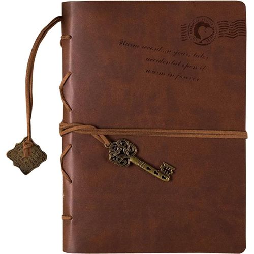 Classique Rétro Vintage En Cuir Pages Blanches Relié Carnet Journal Agenda Bloc-Notes, Rétro Calepin Cahier Carnet Notebook,105x142 Mm