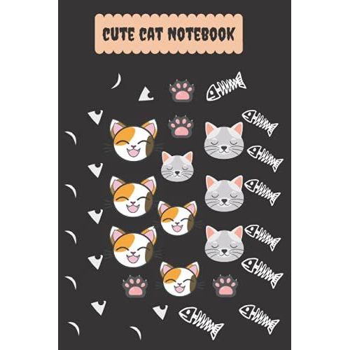 Cat Notebook: Cute Cats Fish Bone Notebook: Cute Cats Fish Bone Notebook, Gifts For Teens Kids Students Girls For Home School College For Cats Lover, 6x9 Inches, 120 Pages (60 Sheet)