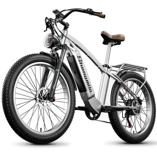 Mx04 26" Wide Tyre Vtt Électrique Rétro 500wbafang Moteur 40km/H, Batterie 48v15ah Frein Hydraulique À Huile Vélo Électrique Montagne, Shimano7 Shift E-Bike Gris Argenté