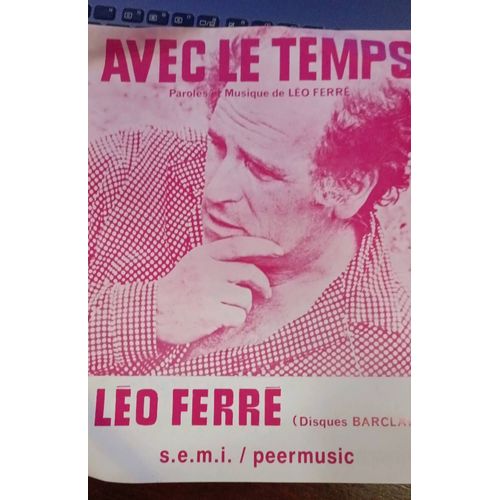 Avec Le Temps De Léo Ferré Parole Et Piano Éditions Peermusic