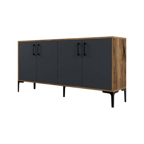 Buffet Effet Bois Beige, Anthracite 160x35h78 Cm