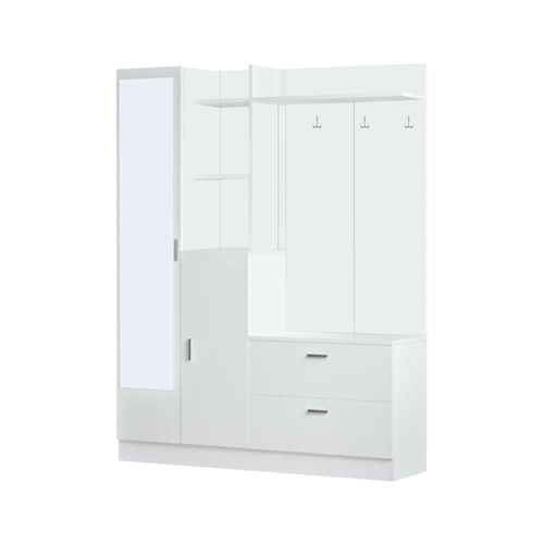 Meuble D'entrée Effet Bois Blanc 140x37 Cm