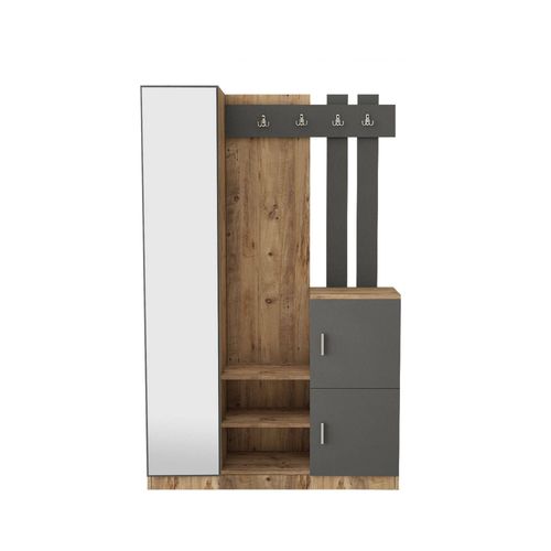 Meuble D'entrée Effet Bois Beige, Anthracite 114x38 Cm