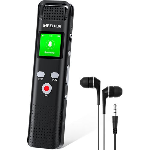 Enregistreur Vocal Dictaphone Numérique 64GO - Enregistrement Activé par la Voix, 1536Kbps, Réduction du Bruit à 7 Niveaux, Rechargeable Via USB C, Mot de Passe