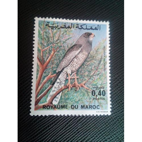 Timbre Maroc Y T 777 Oiseaux De Proie (Melierax Metabates) 1976 ( 060607 )