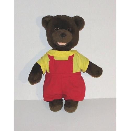 PETIT OURS BRUN DOUDOU NOUNOURS POMME D API BAYARD SALOPETTE ROUGE JAUNE PELUCHE DE 38 CM Rakuten