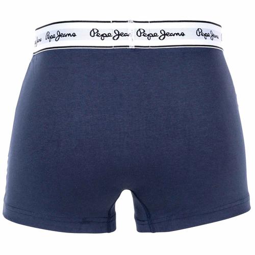 Pepe Jeans Hommes Trunks, Lot De 3 - Sous-Vêtements, Coton, Logo À La Taille, Uni Bleu/Vert/Blanc M (Medium)