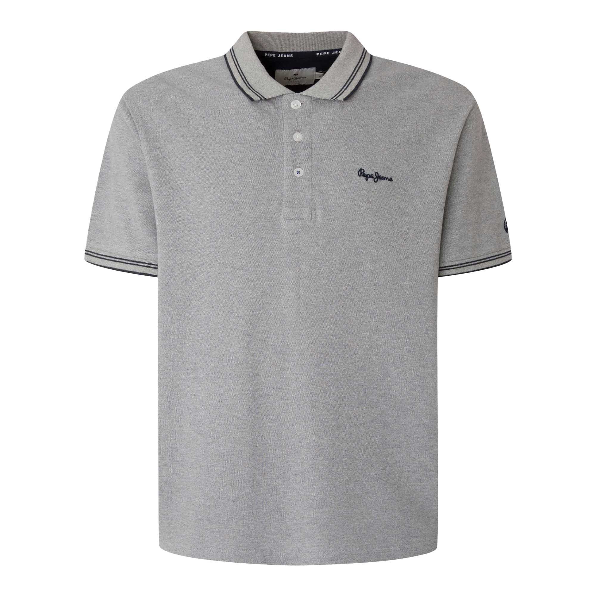 Pepe Jeans Homme Polo - Jett, Manches Courtes, Patte De Boutonnage, Unicolore Gris L (Large)