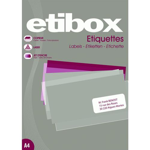 Etibox Boite 100f A4 200 Etiquettes Cop/Las/Jet Coins Arrondis 199,6 X 144,5 Mm Blanc