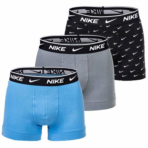 Nike Boxer Shorts Hommes, Lot De 3 - Trunks, Logo Taille, Coton Stretch Noir/Orange/Blanc L (Large)