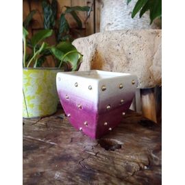 Petit Cache Pot Rose Et Blanc