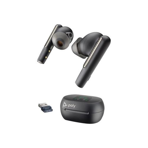 Poly Voyager Free 60+ - Écouteurs sans fil avec micro - intra-auriculaire - Bluetooth - Suppresseur de bruit actif - noir de charbon - Certifié pour Microsoft Teams