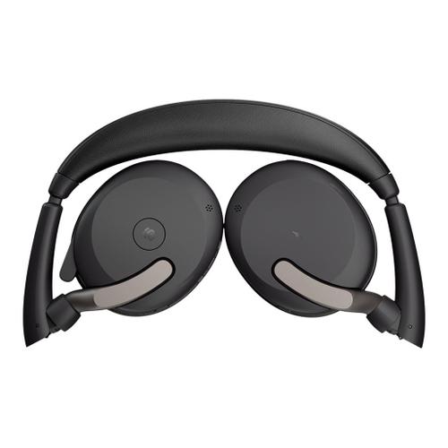 Jabra Evolve2 65 Flex MS Stereo - Micro-casque - sur-oreille - Bluetooth - sans fil - Suppresseur de bruit actif - USB-C - noir - Certifié pour Microsoft Teams
