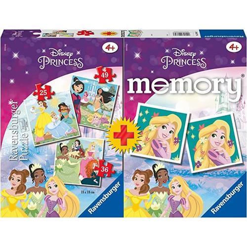 3 Puzzles + Memory - Disney Princesses - 25, 36 Et 49 Pièces