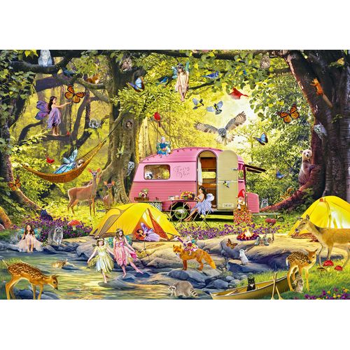 Camping Des Fées Avec Des Amis De La Forêt - Puzzle 1000 Pièces