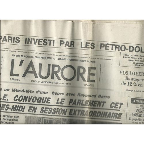 Journal L' Aurore 27/12/1979 Les Miss France, Steven Weinberg, Sheldon Glashow, Abdus Salam, Al Pacino, Gilles Behat, Renaud Verley, Roger Peyrefitte, Therry Le Luron, Anne Revel