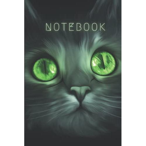 Cute Cat Notebook: Green Cat Journal, 120 Blank Lined Pages