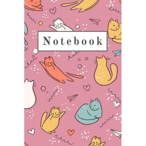 Cute Cat Print Paperback Wideruled Notebook For Girls, Teens, Kids, Paper Back Cover, Medium 6 X 9 Inches, 100 Pages: High Quality Paper - Use For ... Office, Home, School, Business And More!