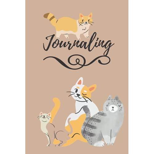 Hardcover Cat Themed Journal For Journaling And Daily Writing: Journal Composition Notebook With Cat Art Cover