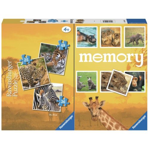 3 Puzzles - Memory - Bébés Animaux - 25, 36 Et 49 Pièces