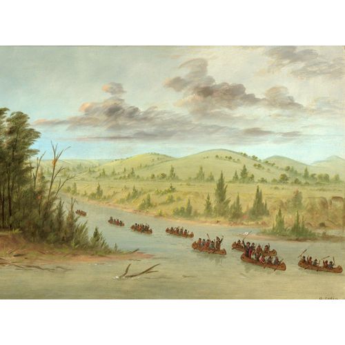 George Catlin : L'expedition De La Salle En Entrant Dans Le Mississippi À Canoës Le 6 Février 1682, - Puzzle 2000 Pièces