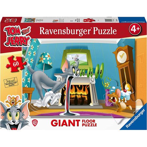 Puzzle Géant De Sol - Pièces Xxl - Tom & Jerry - 60 Pièces
