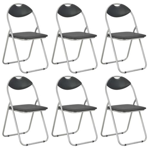 Lot De 6 Chaises De Salle À Manger Cuisine Pliantes Design Simple Synthétique Noir Cds022779