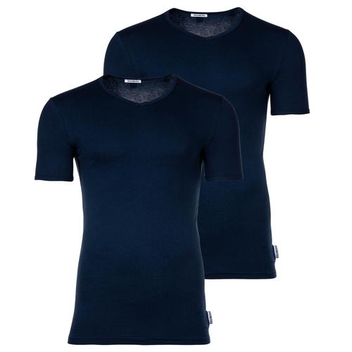 Bikkembergs T-Shirt Homme, Lot De 2 - Bi-Pack T-Shirt, Maillot De Corps, Col En V, Cotton Stretch Noir Xl (X-Large)