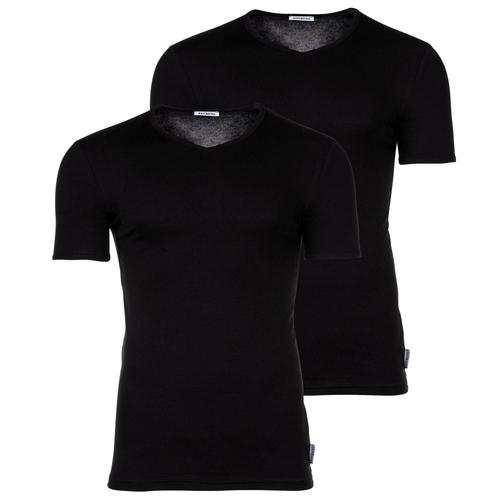 Bikkembergs T-Shirt Homme, Lot De 2 - Bi-Pack T-Shirt, Maillot De Corps, Col En V, Cotton Stretch Noir Xl (X-Large)