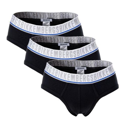 Bikkembergs Culotte Pour Hommes, Paquet De 3 - Tripack Brief, Coton Stretch, Logo, Uni Noir 2xl (Xx-Large)