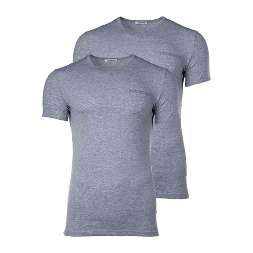 Bikkembergs T-Shirt Homme, Paquet De 2 - Bipack, Sous-Vêtement, Col Ras Du Cou, Coton Stretch Gris 2xl (Xx-Large)