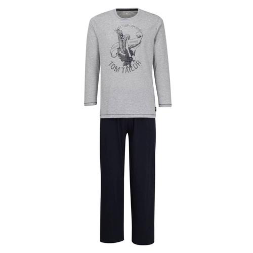 Tom Tailor Pyjama Homme 2 Pièces - Pyjama, Long, Col Rond, Imprimé Frontal Rouge Xl (X-Large)