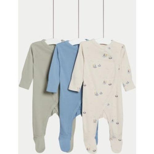 Lot De 3 Gigoteuses En Pur Coton À Motif Marin Et Uni (Jusqu'au 3 Ans-2 Bleu