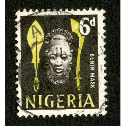 Timbre Oblitéré Nigeria, Benin Mask, 6d