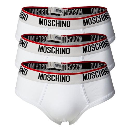 Moschino Slips Pour Hommes Paquet De 3 - Briefs, Sous-Vêtements, Coton Stretch, Uni Gris 2xl (2x-Large)