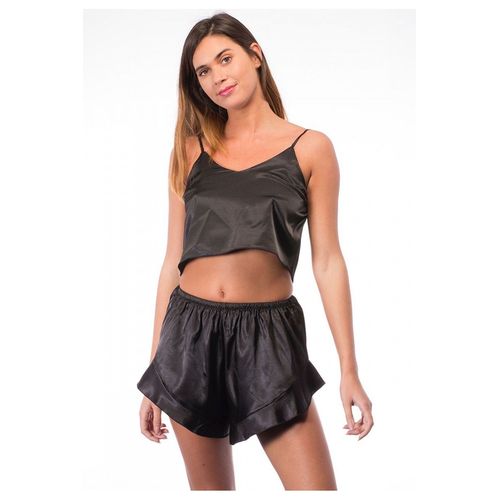 Pyjashort Fluide En Satin Noir Femme