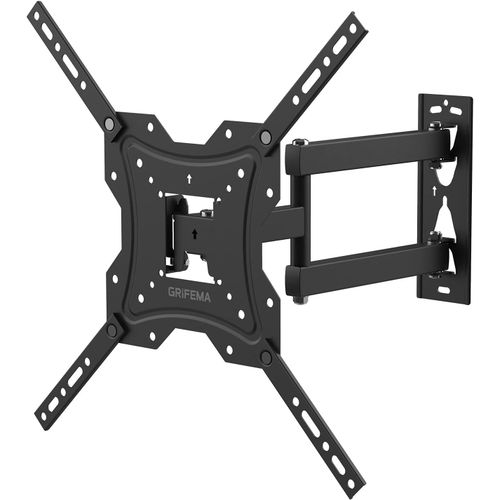 Support Mural TV 26-55 Pouces - Fixation Murale TV Peut Contenir Jusqu'à 30KG, Accroche Television Mural Orientable (± 45°), Incline (+ 5°, -10°) et Étend, Support Vesa pour TV Plat/Incurvé
