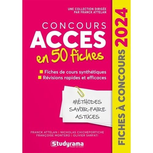 Concours Acces En 50 Fiches - Méthodes, Savoir-Faire Et Astuces