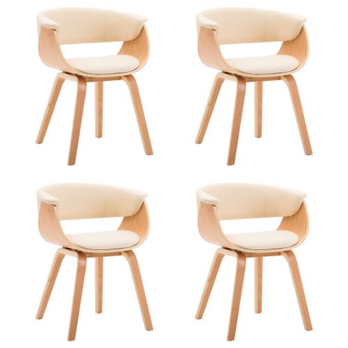 Chaises À Manger Lot De 4 Crème Bois Courbé Et Similicuir Vidaxl Vidaxl