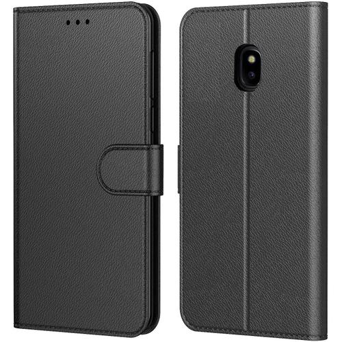 Etui Coque Pour Samsung Galaxy J3 2017 (J330), Protection Etui Housse En Cuir Portefeuille Livre,[Emplacements Cartes],[Fonction Support],Pour (Samsung J3 2017 (5 Pouces), Noir)